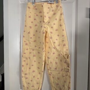 Zara Girls Yellow Floral Pants Size 11/12 NWT